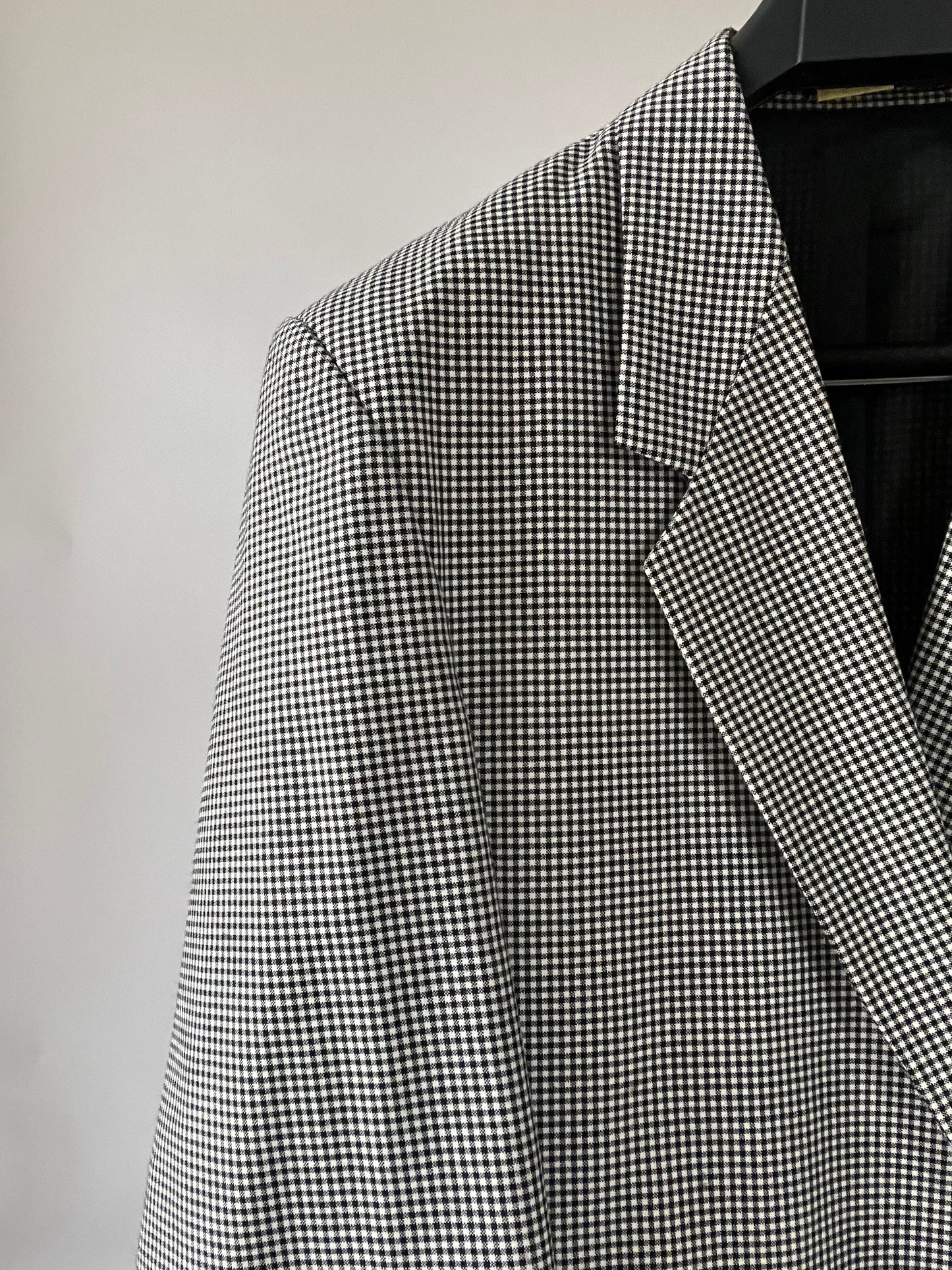 Blazer oversize vintage à petit carreaux noir et blanc