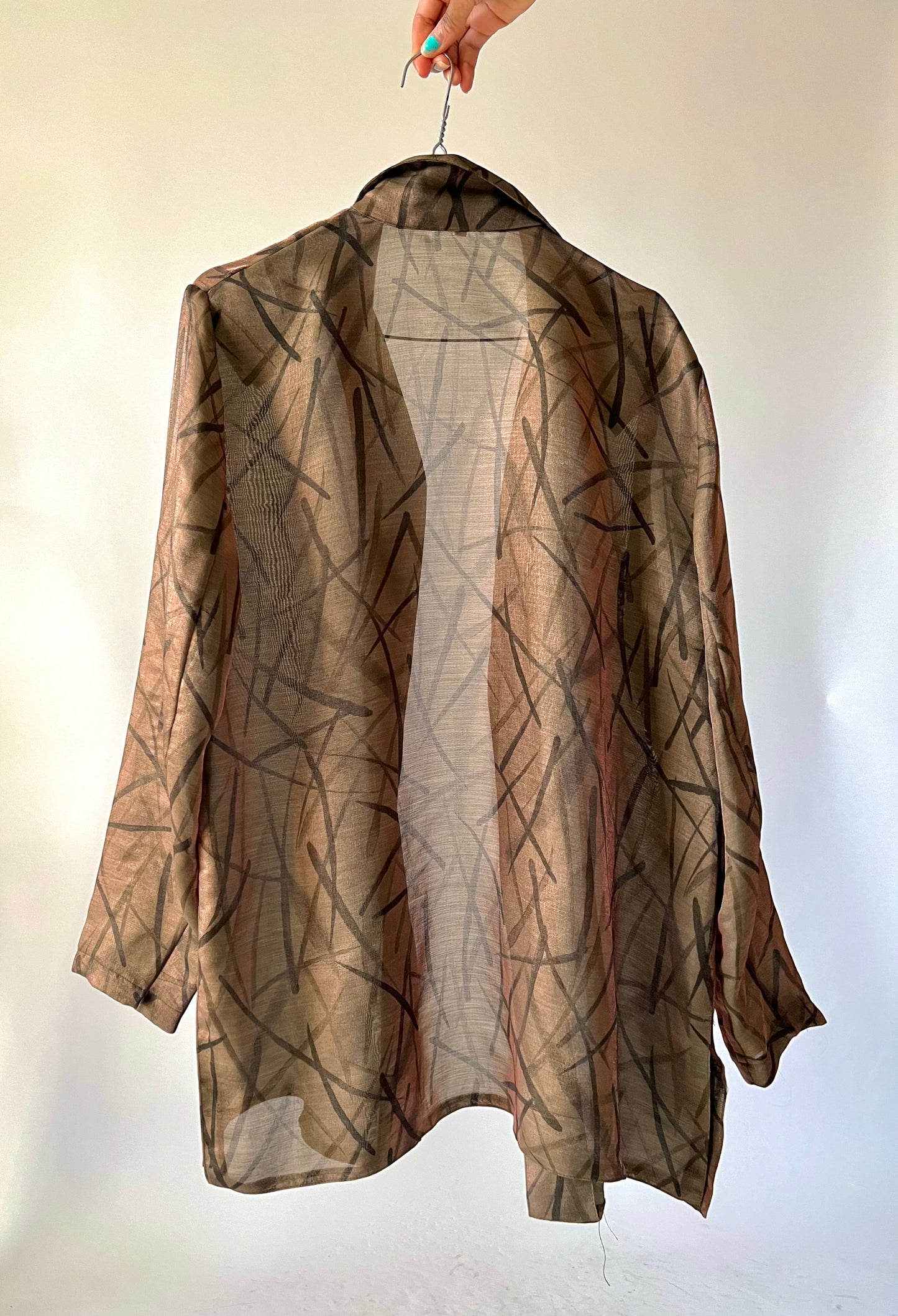 Chemise vintage kaki à motif irisé