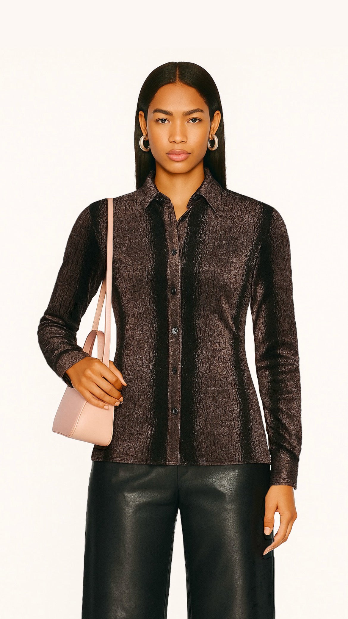 Chemise vintage velour à motif serpent