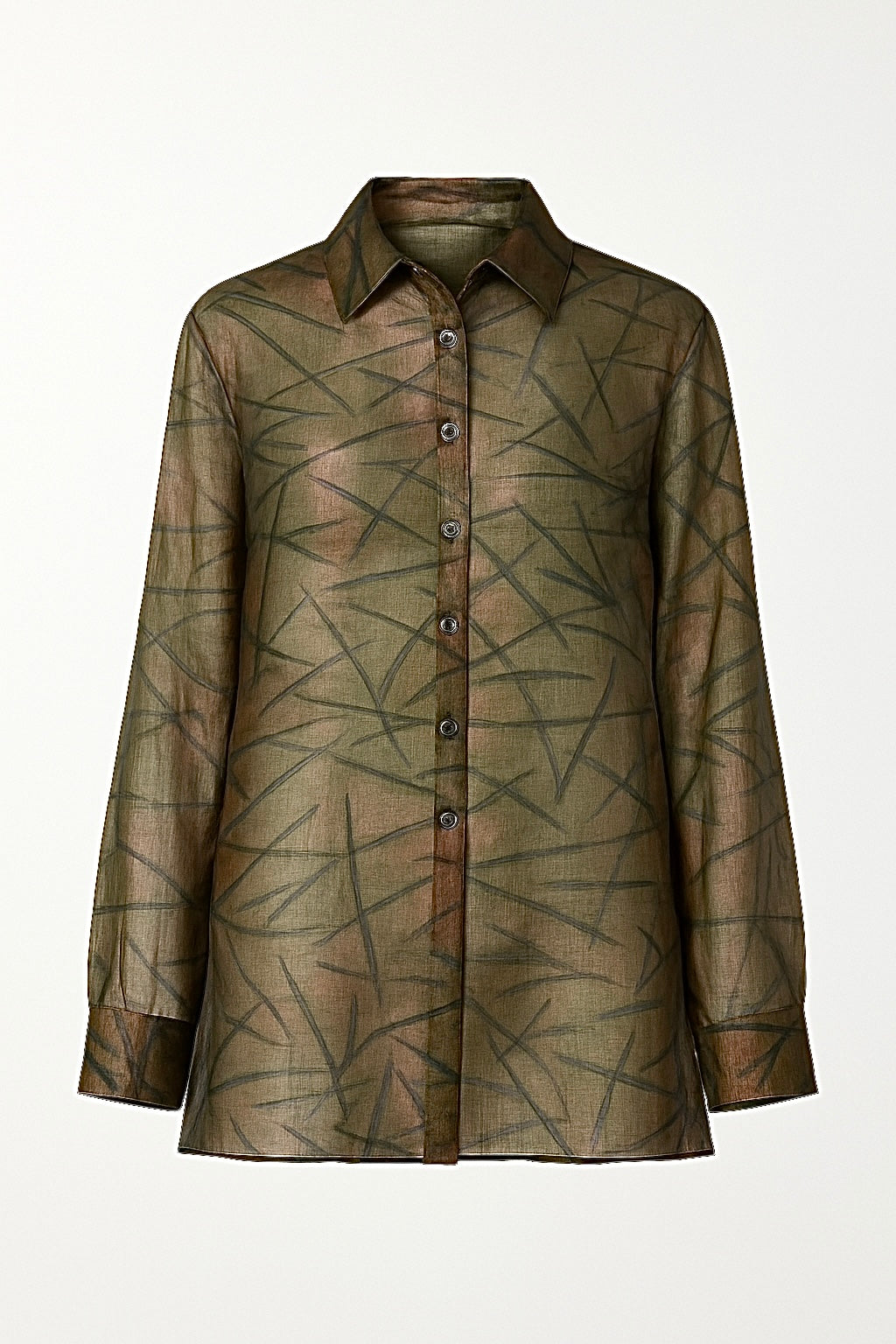 Chemise vintage kaki à motif irisé