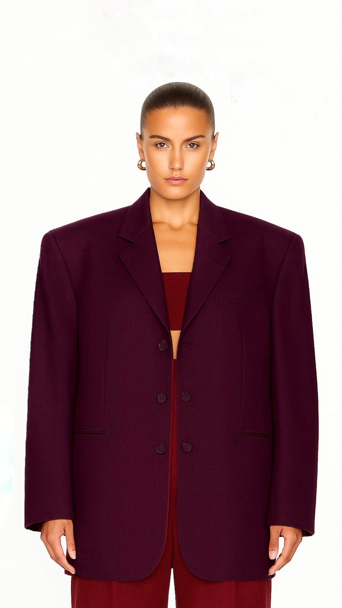 Blazer oversize rouge bordeaux