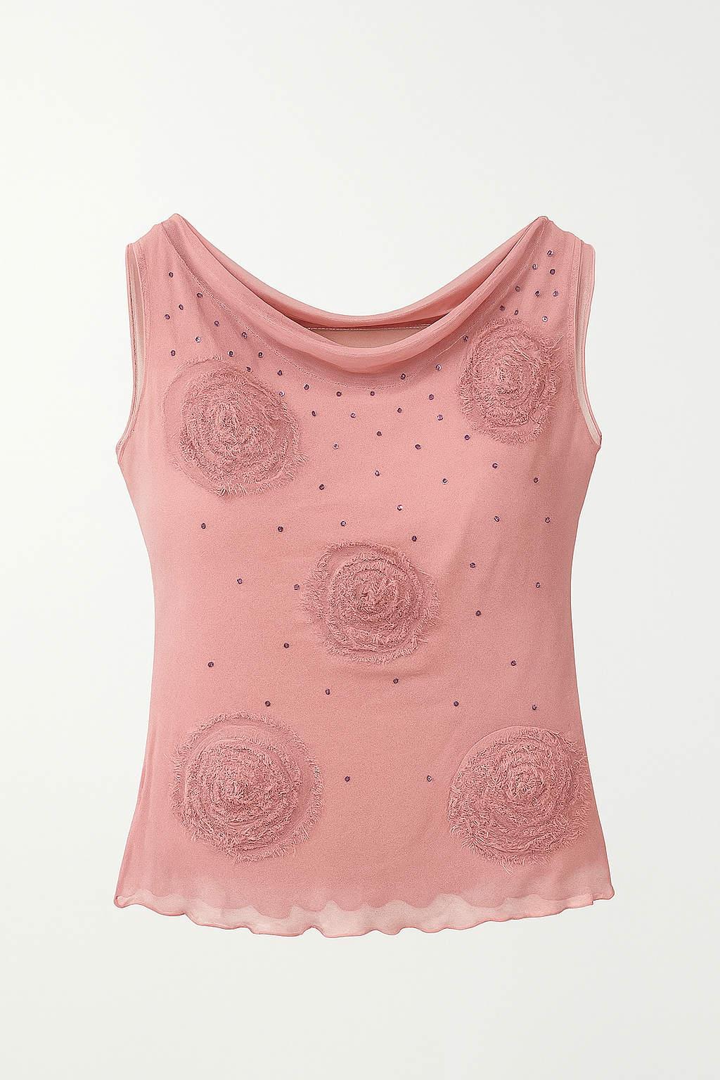 Haut rose poudré à fleur et strass