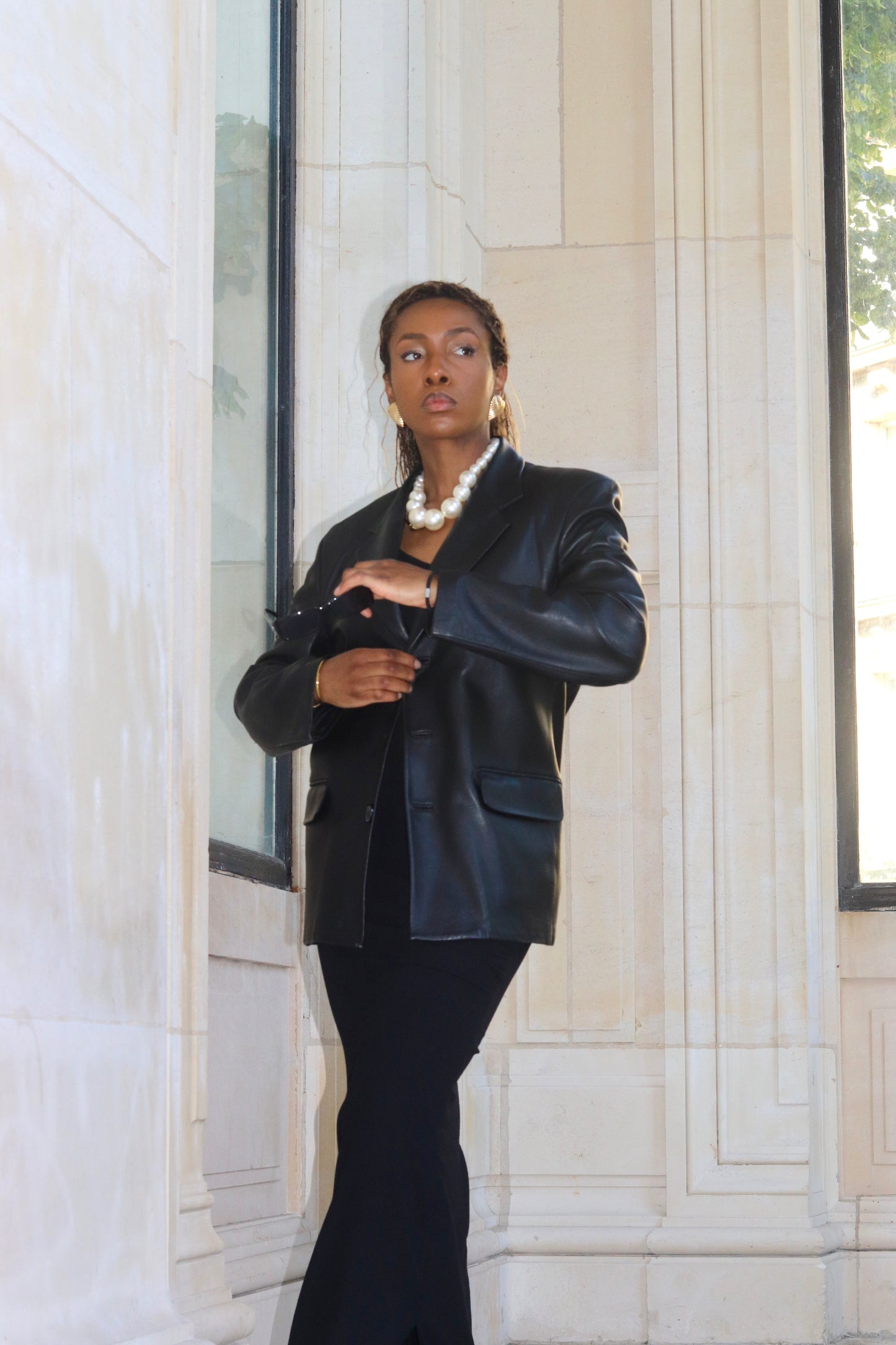 Veste en cuir noir