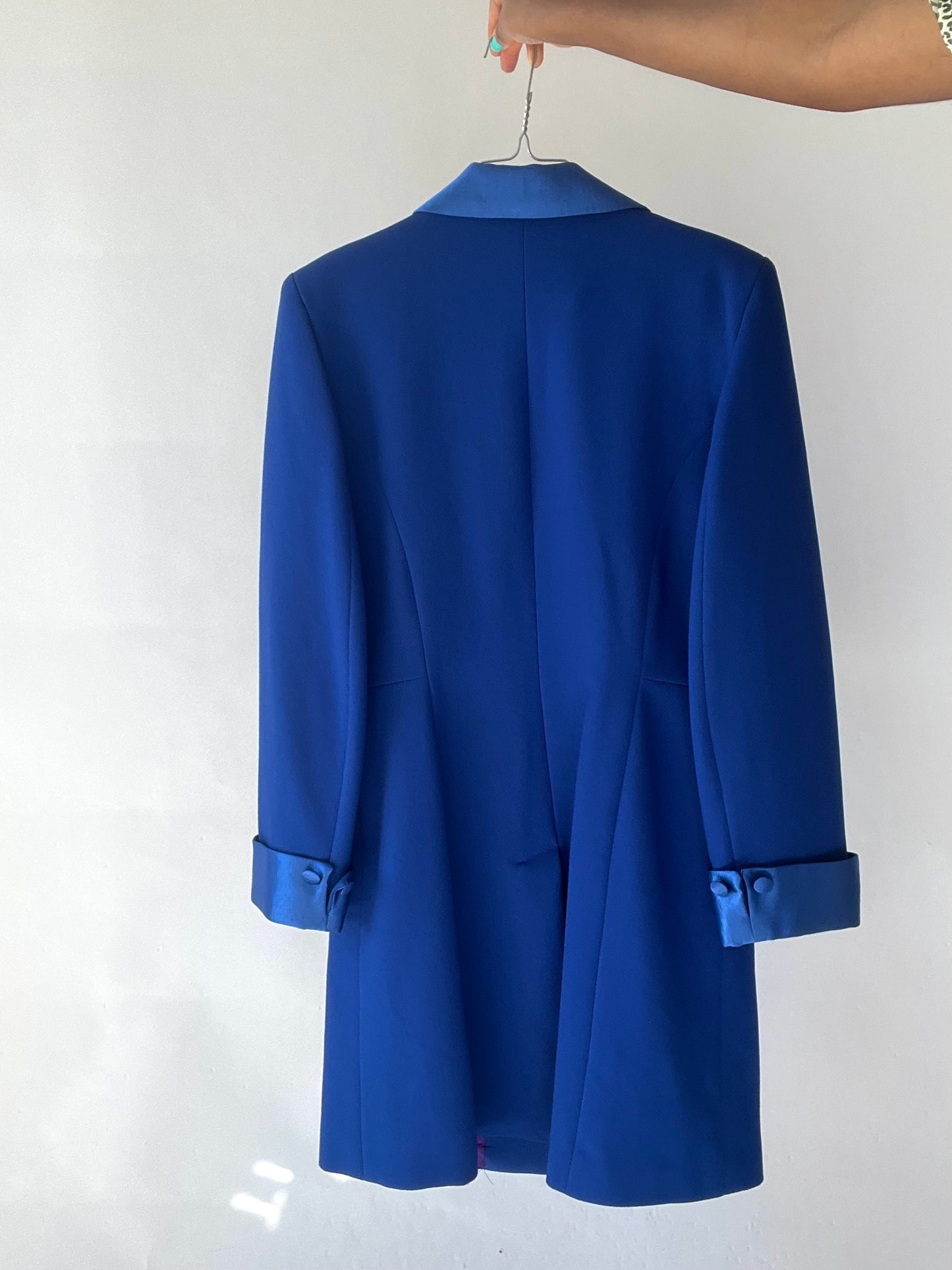 Blazer vintage long bleu roi