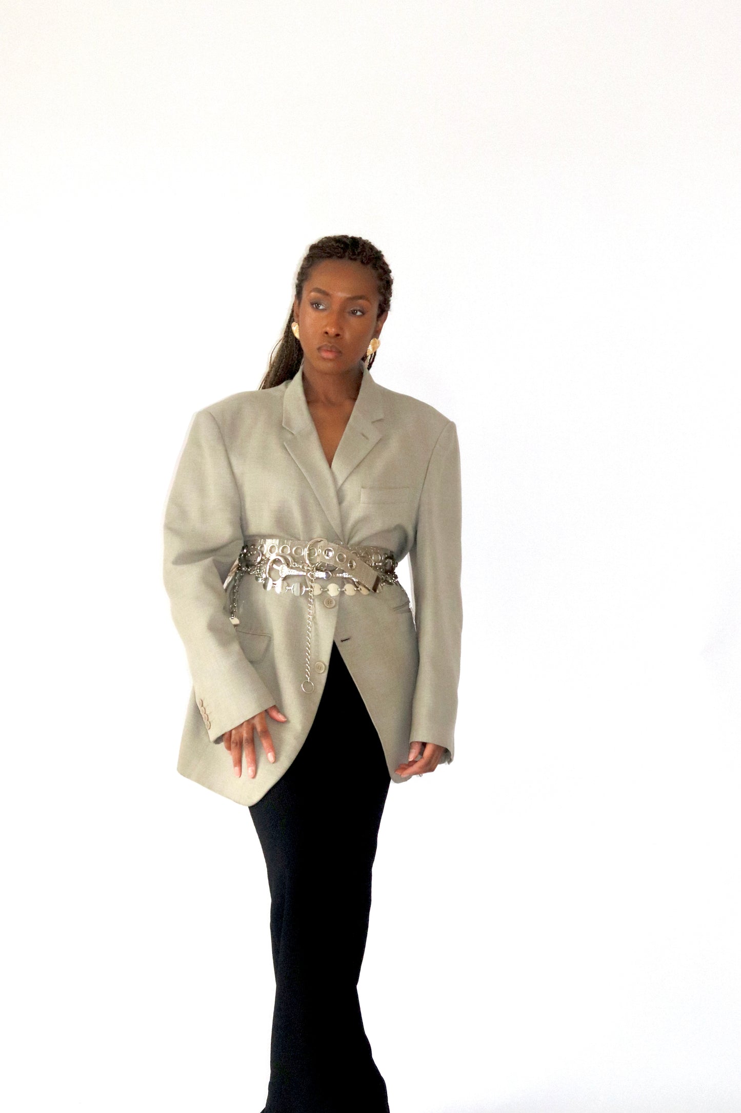 Blazer oversize gris clair