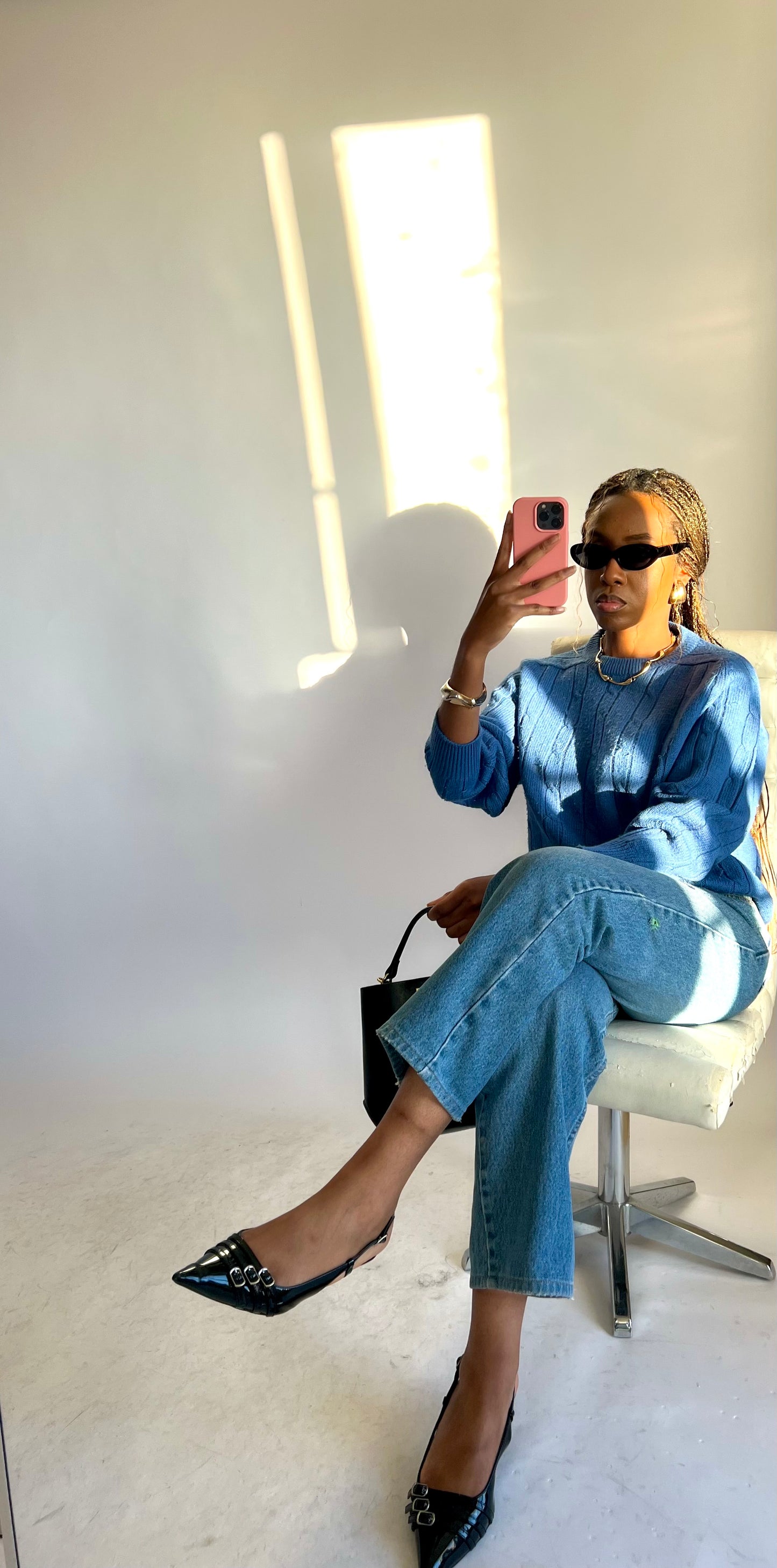 Pull vintage bleu