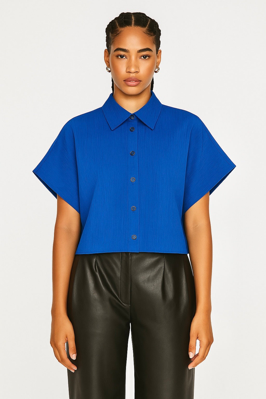 Chemise vintage bleu tissu irisée