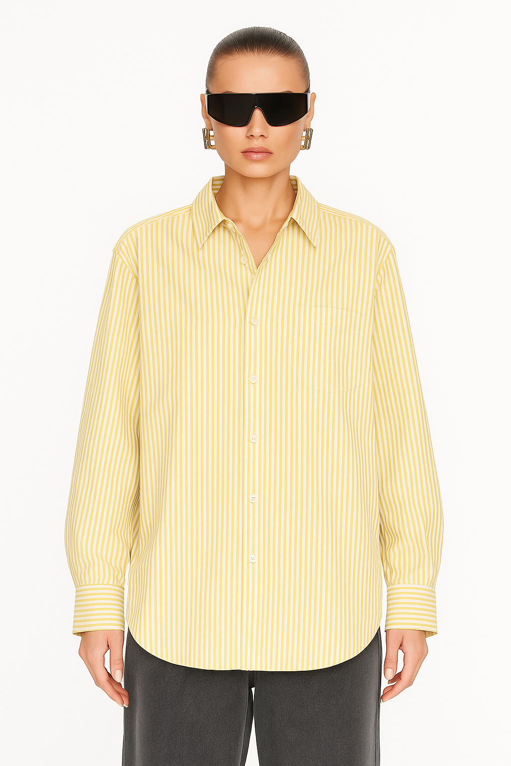 Chemise oversize jaune à rayure