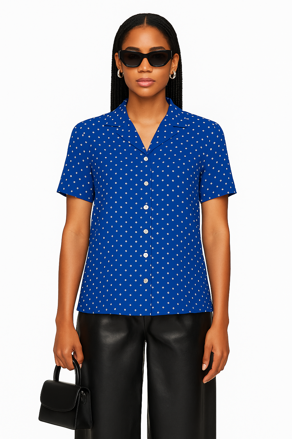 Chemise vintage bleu à pois