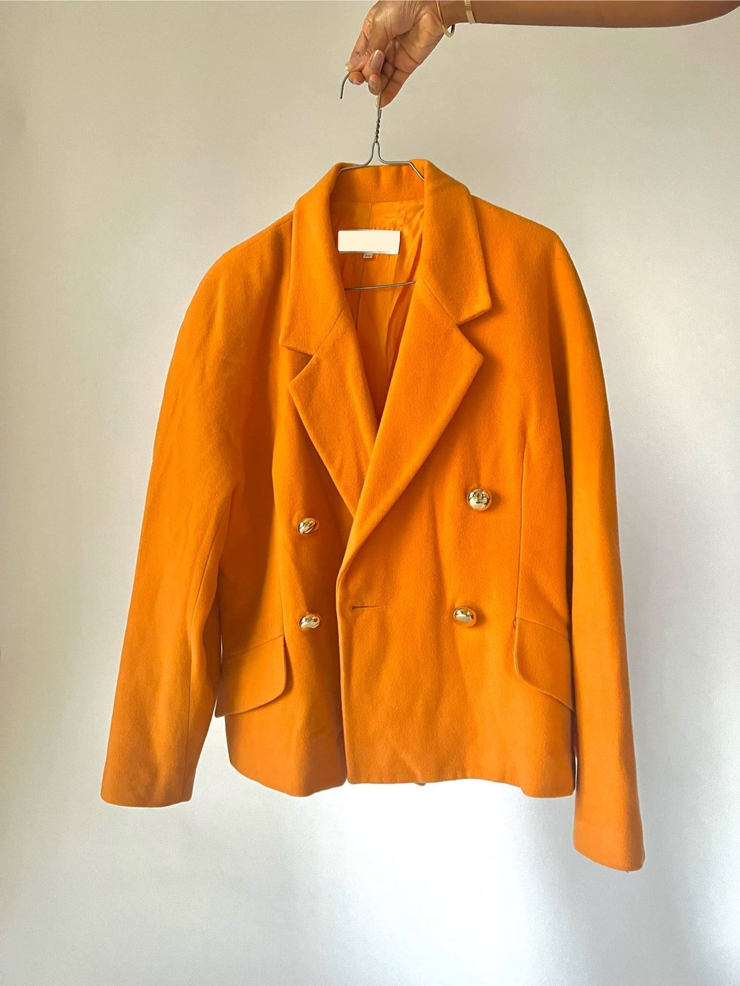 Blazer vintage croisé orange en laine