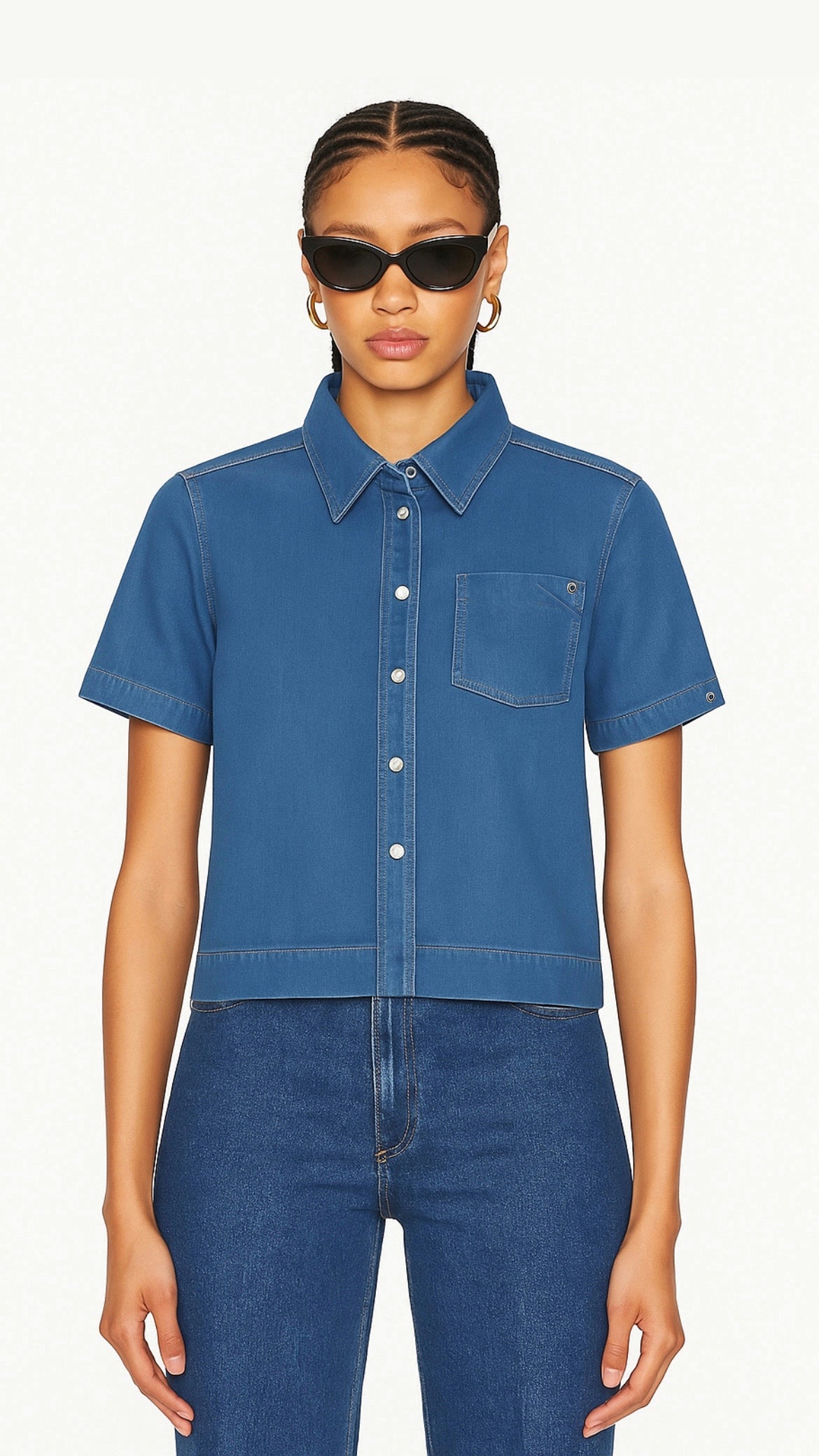 Chemise en jeans manche courte