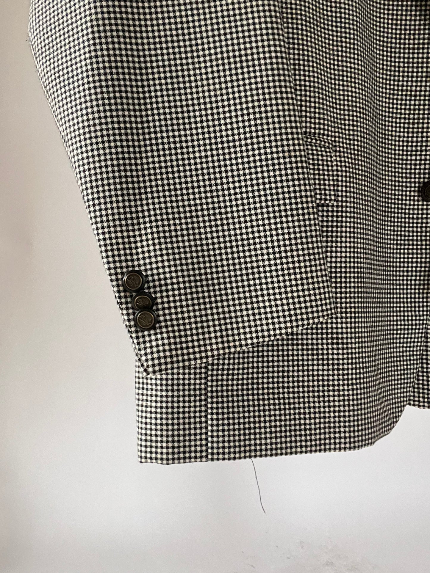 Blazer oversize vintage à petit carreaux noir et blanc