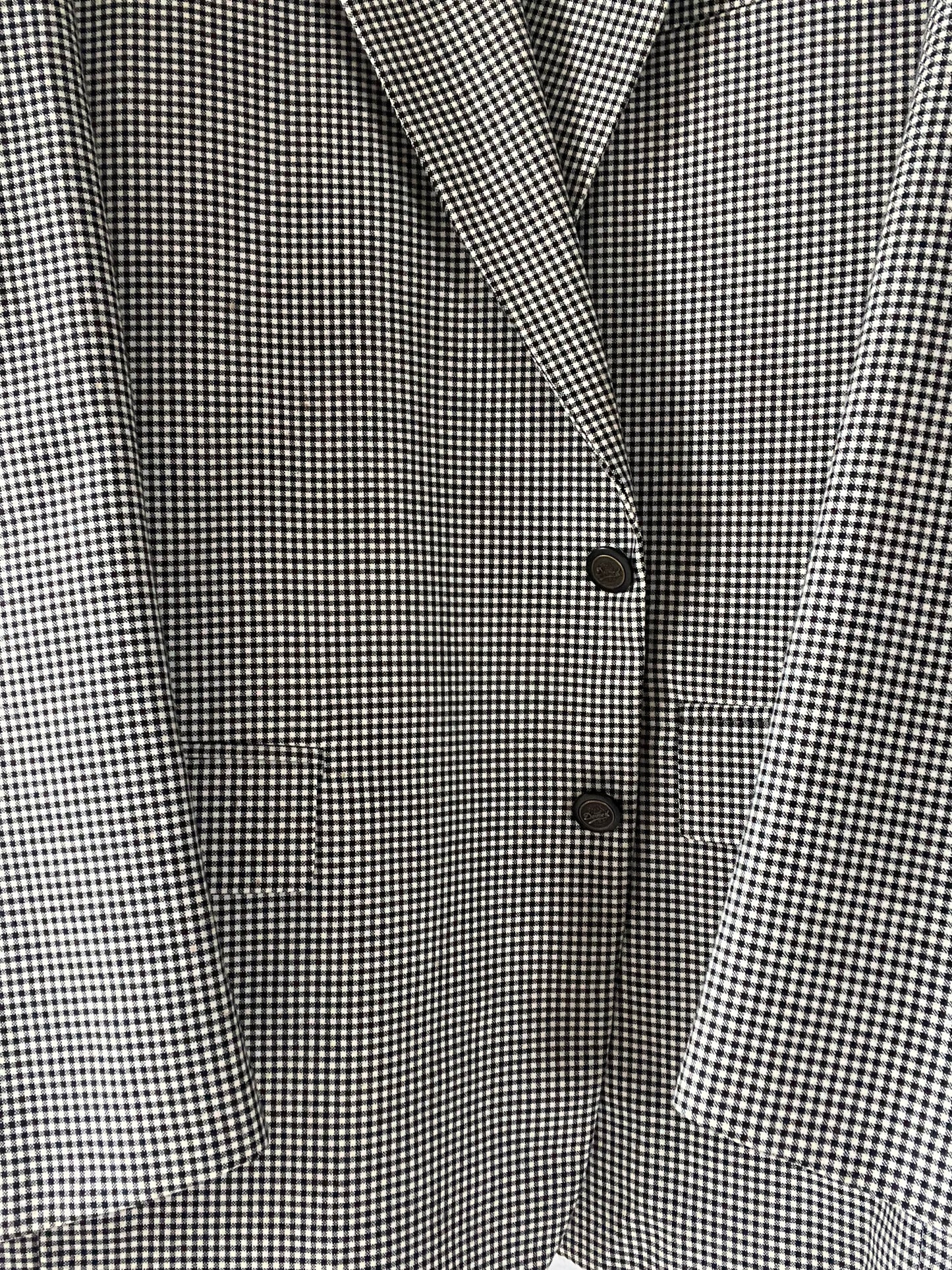 Blazer oversize vintage à petit carreaux noir et blanc