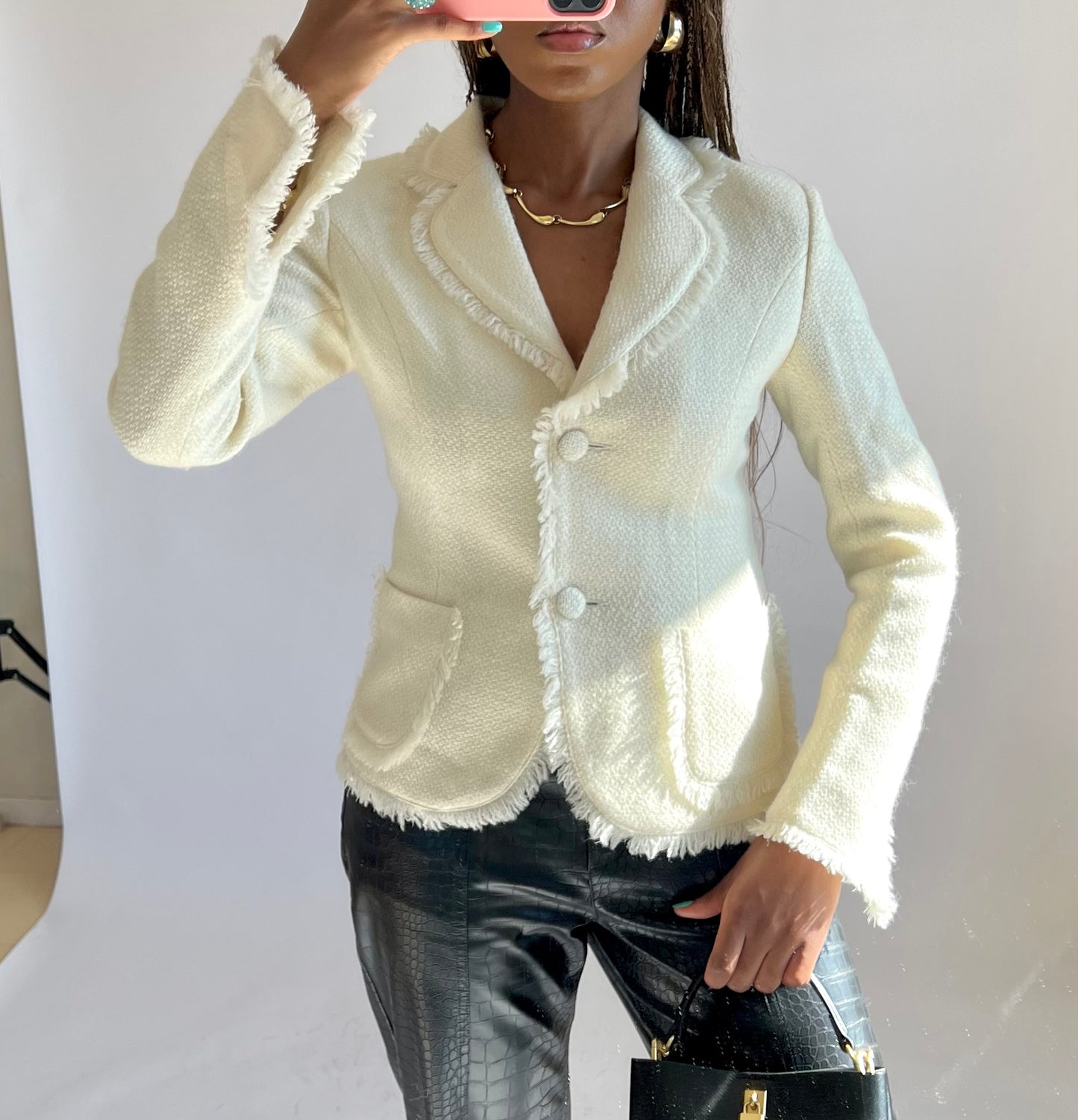 Blazer vintage blanc crème cintré