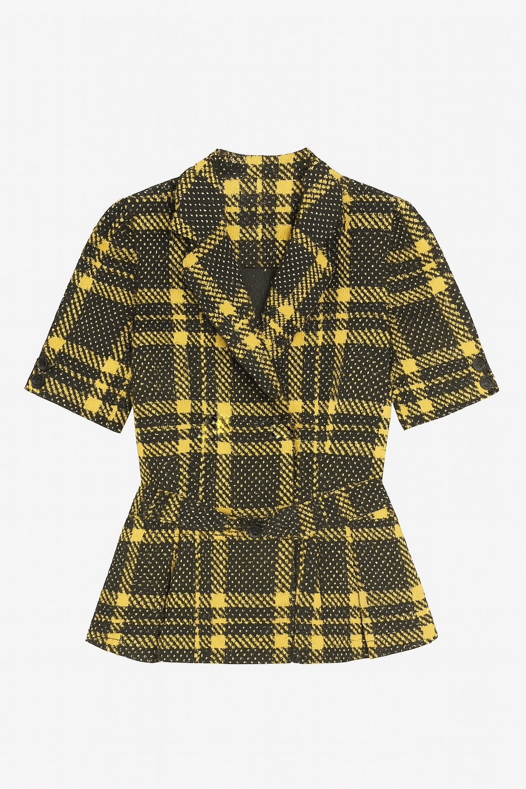 Chemise vintage croisée à pois et carreaux