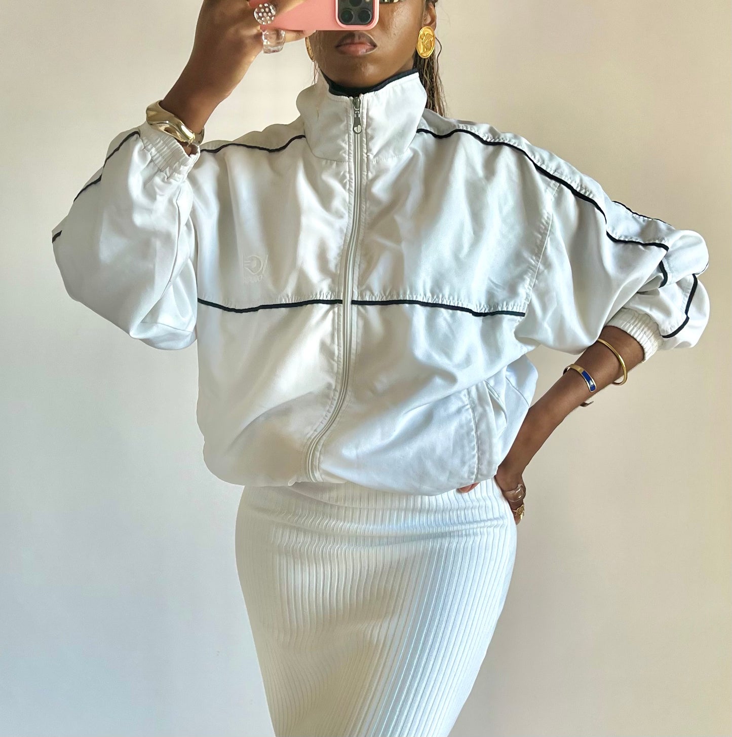 Gilet sportwear blanc oversize