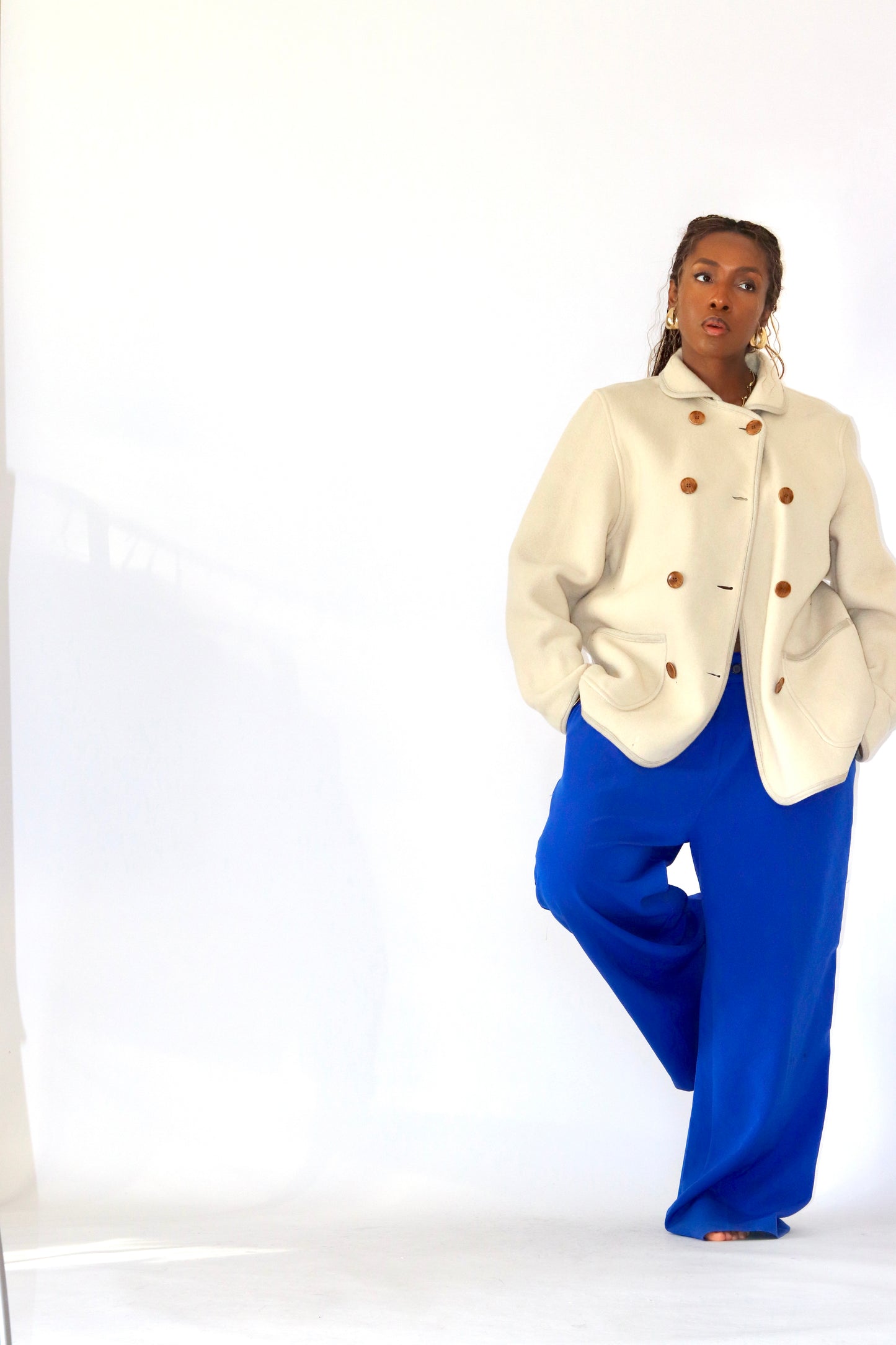 Veste polaire oversize couleur crème