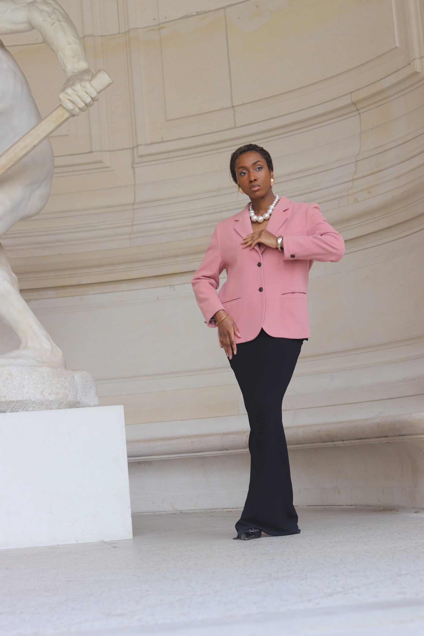 Blazer vintage rose poudré