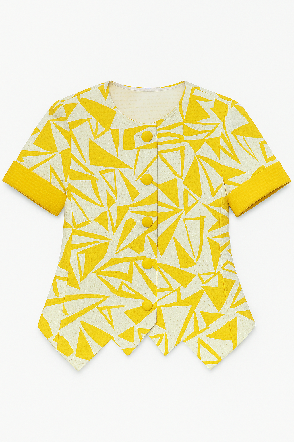 Veste vintage cintrée à motif jaune et blanc