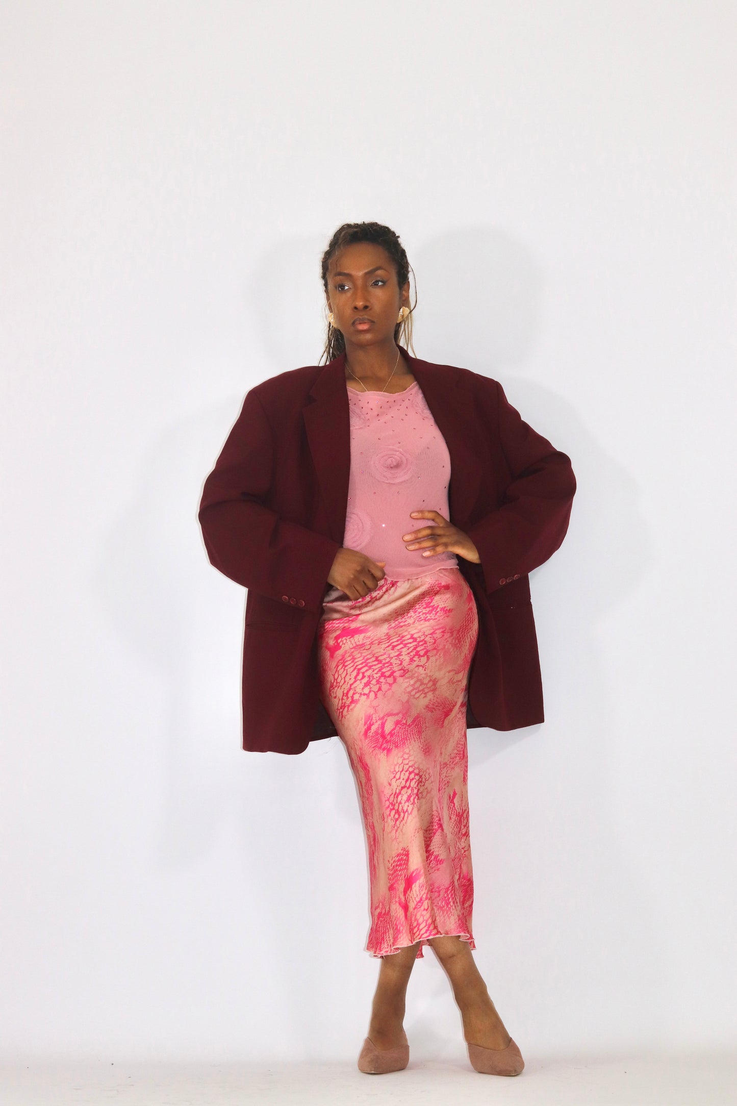 Blazer oversize rouge bordeaux