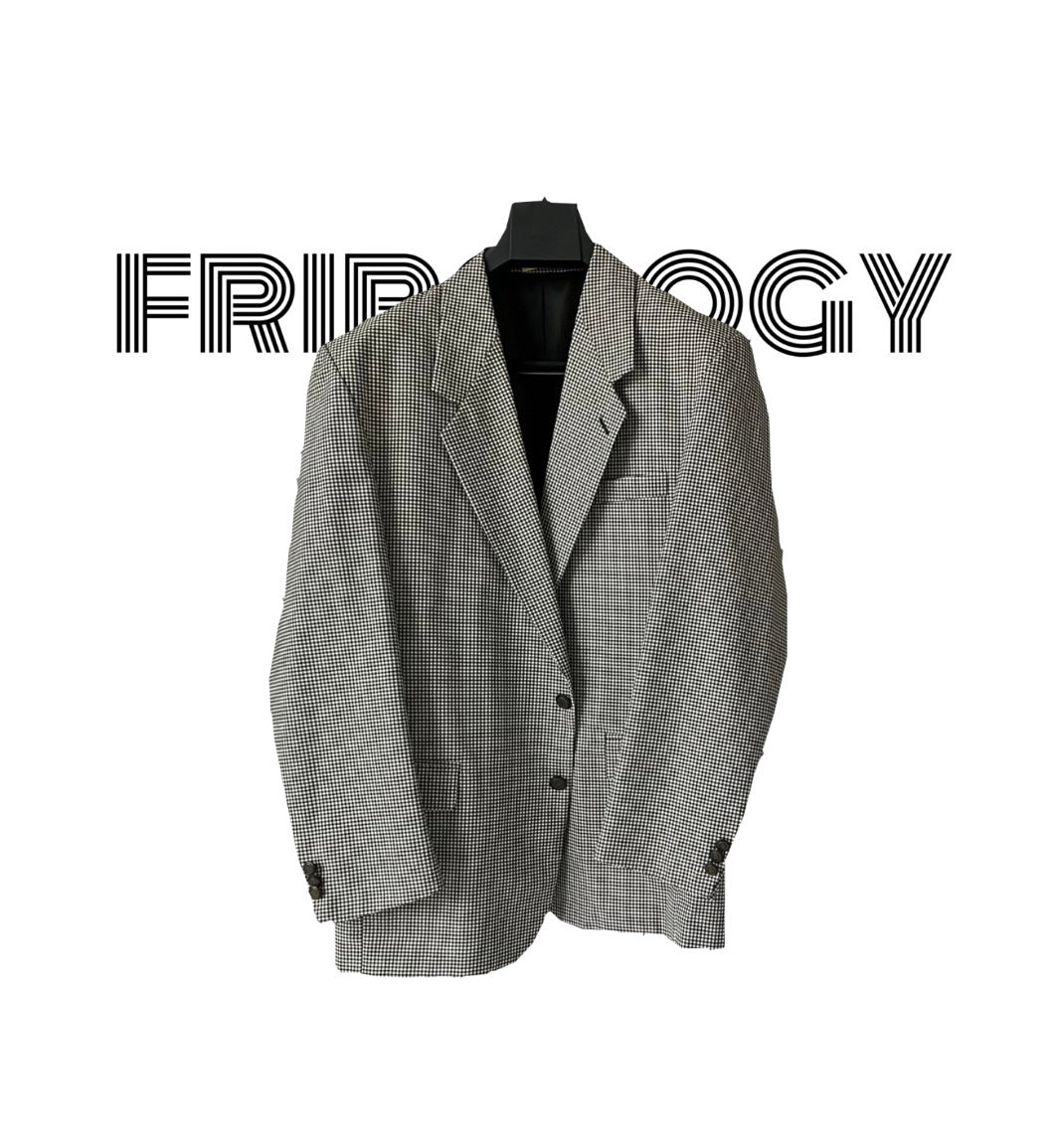 Blazer oversize vintage à petit carreaux noir et blanc