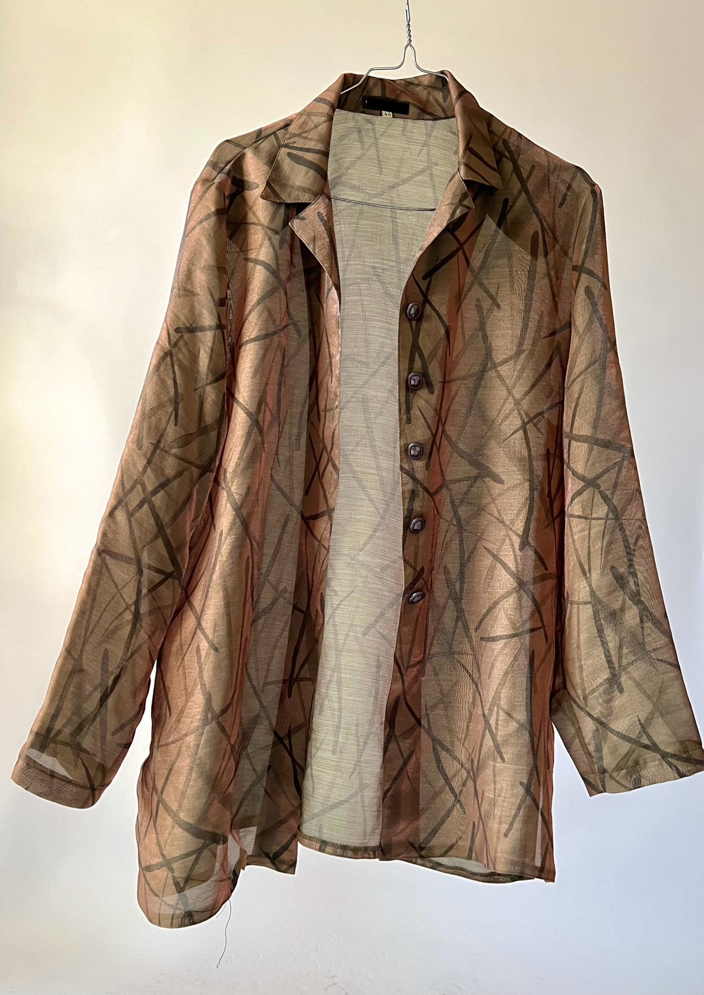 Chemise vintage kaki à motif irisé
