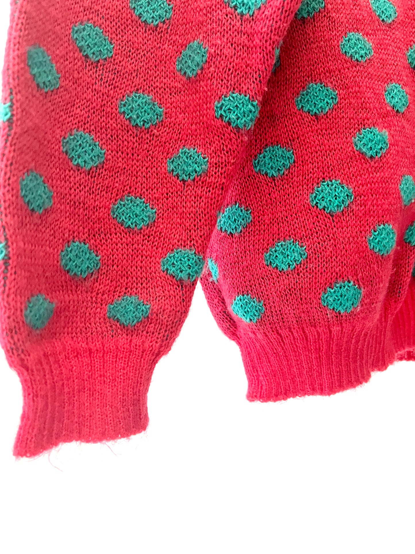Pull col roulé vintage rose à pois