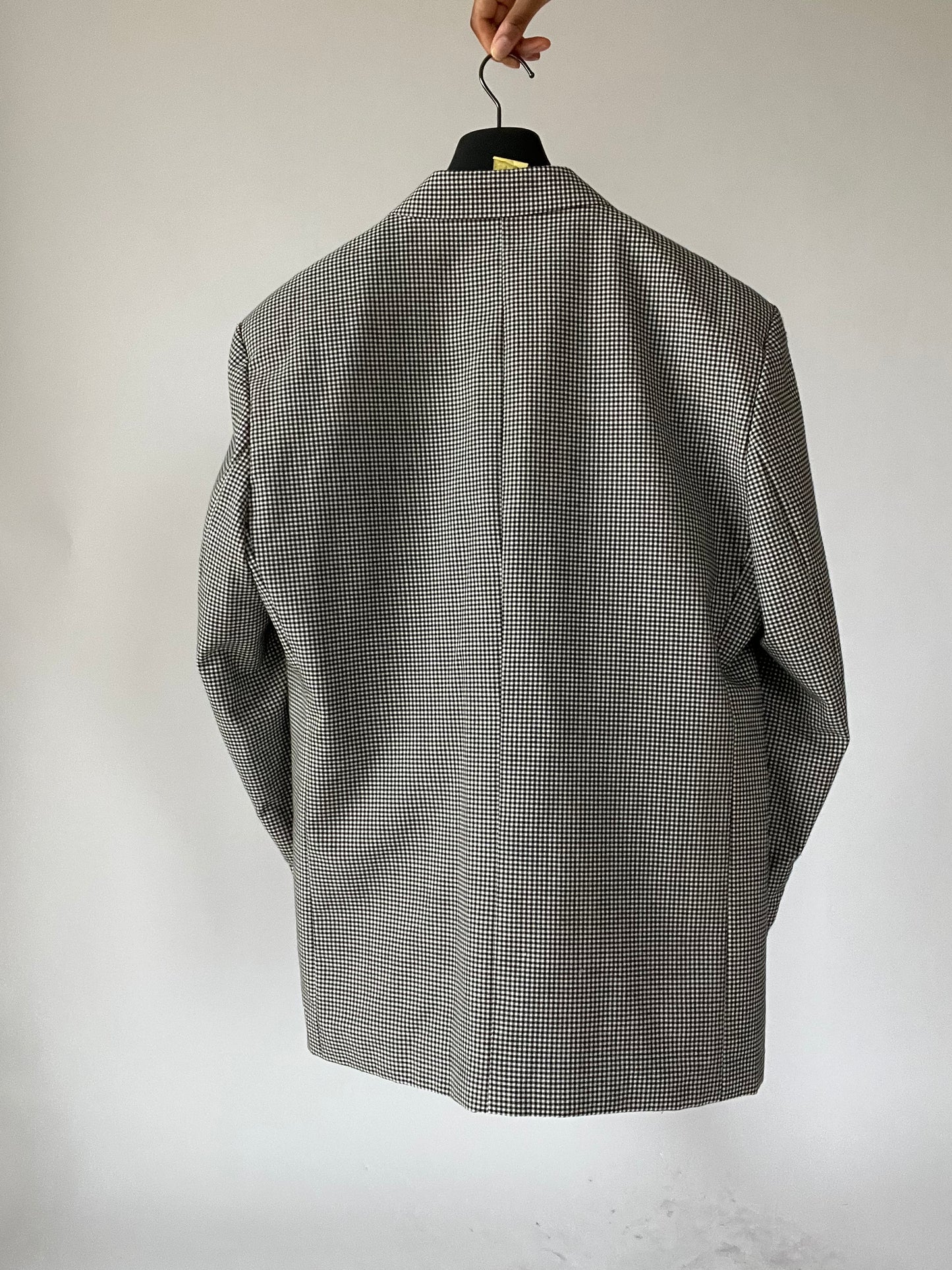 Blazer oversize vintage à petit carreaux noir et blanc