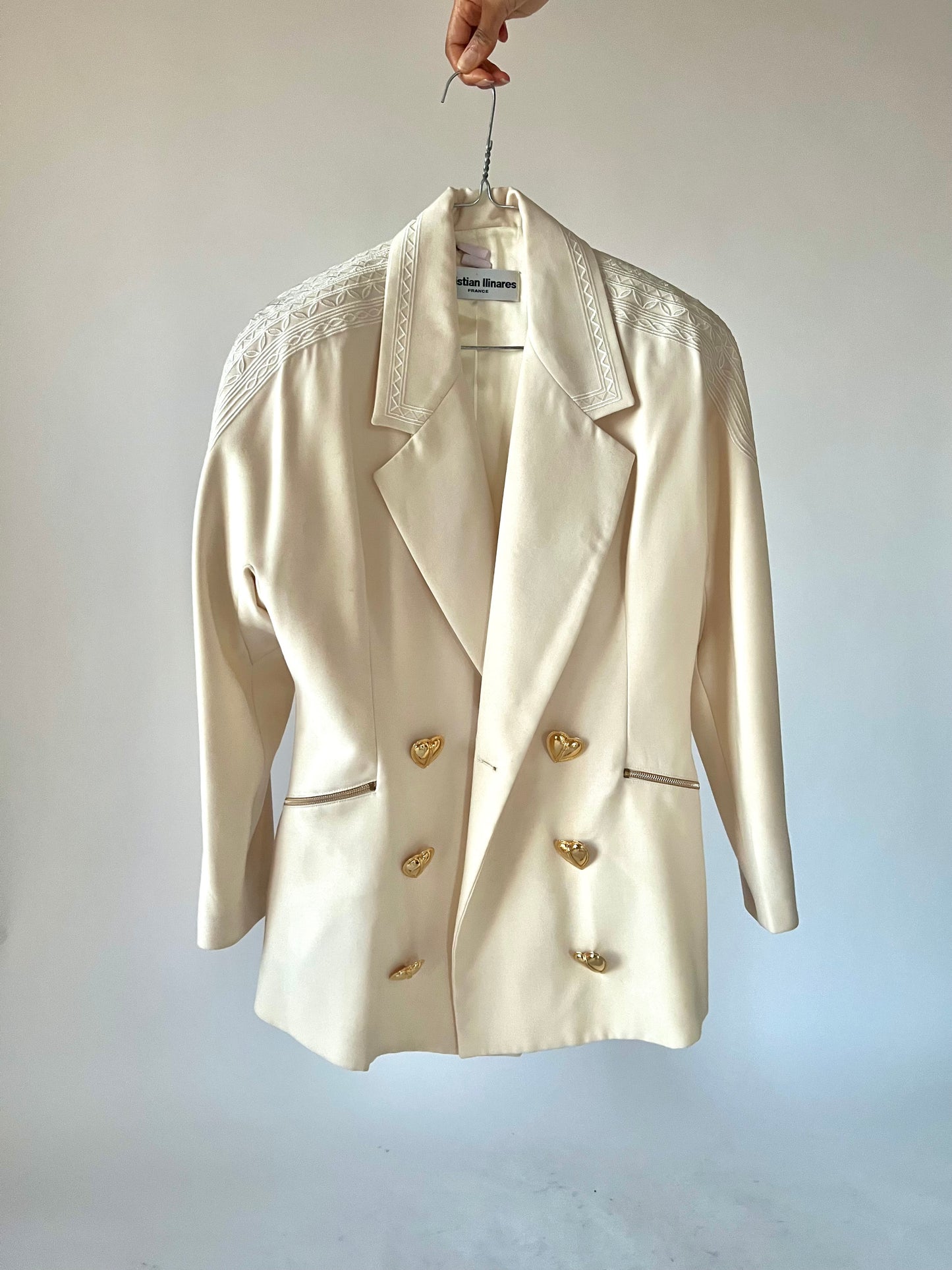 Blazer croisé vintage blanc crème