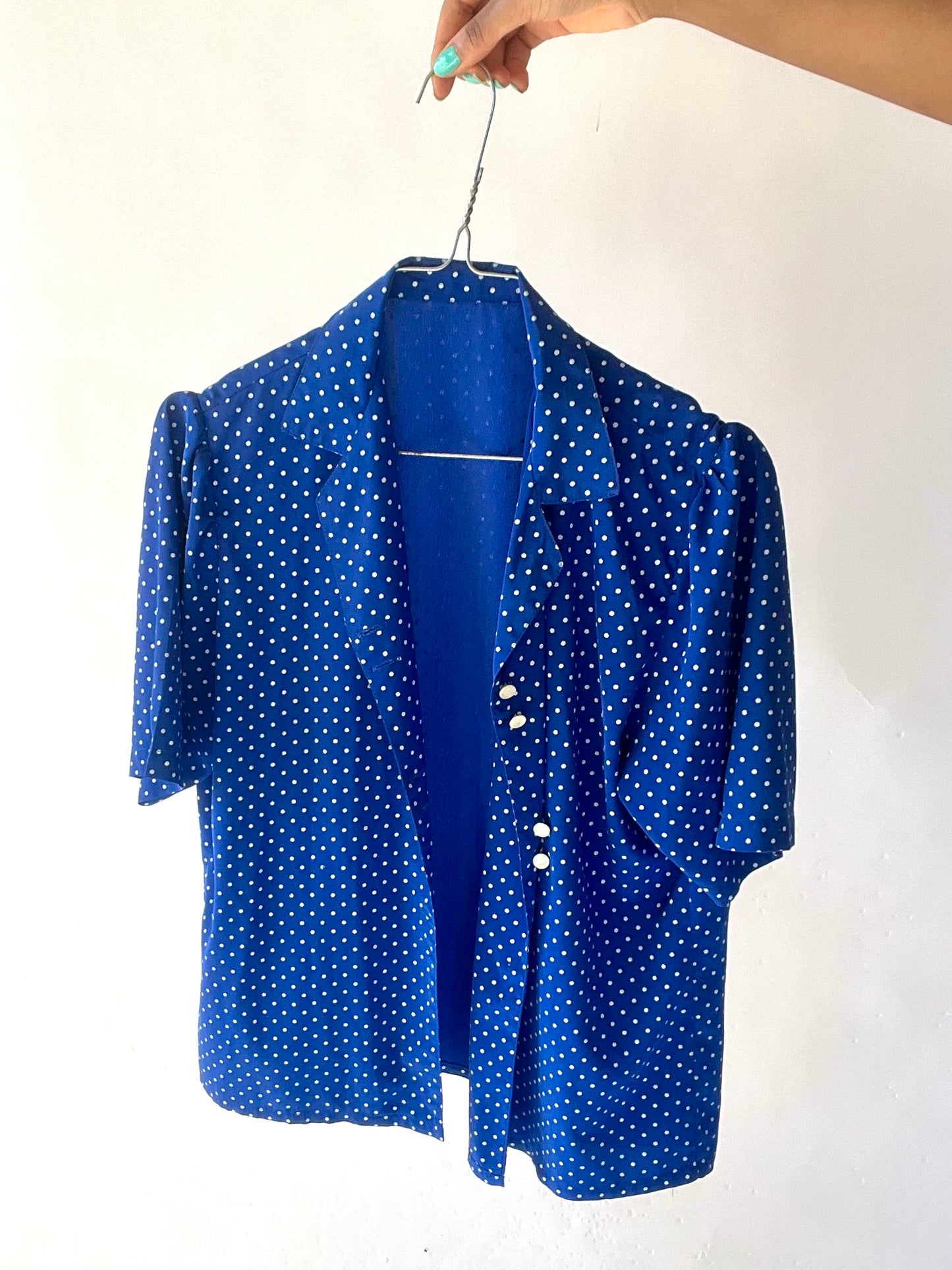 Chemise vintage bleu à pois