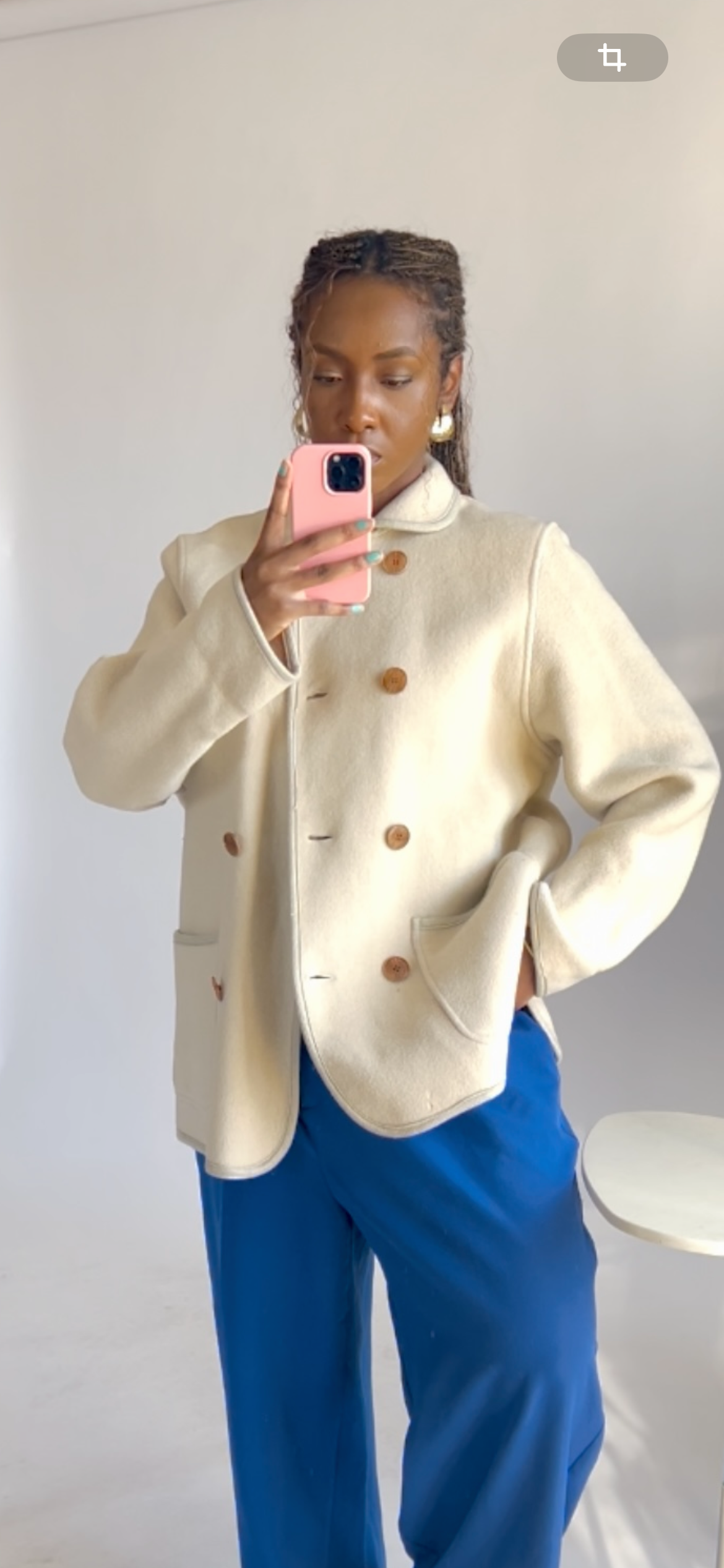 Veste polaire oversize couleur crème