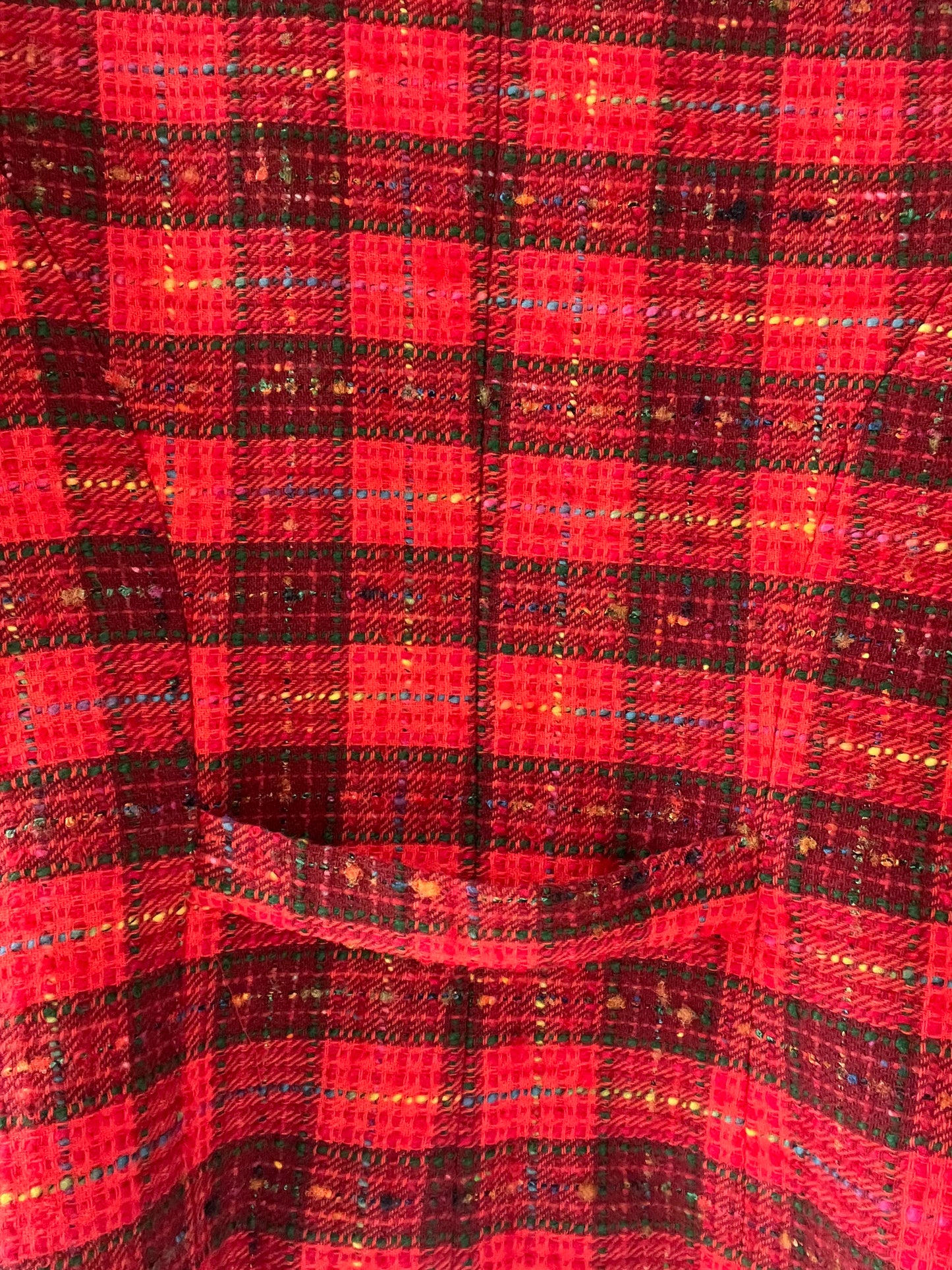 Blazer vintage cintré rouge à carreaux