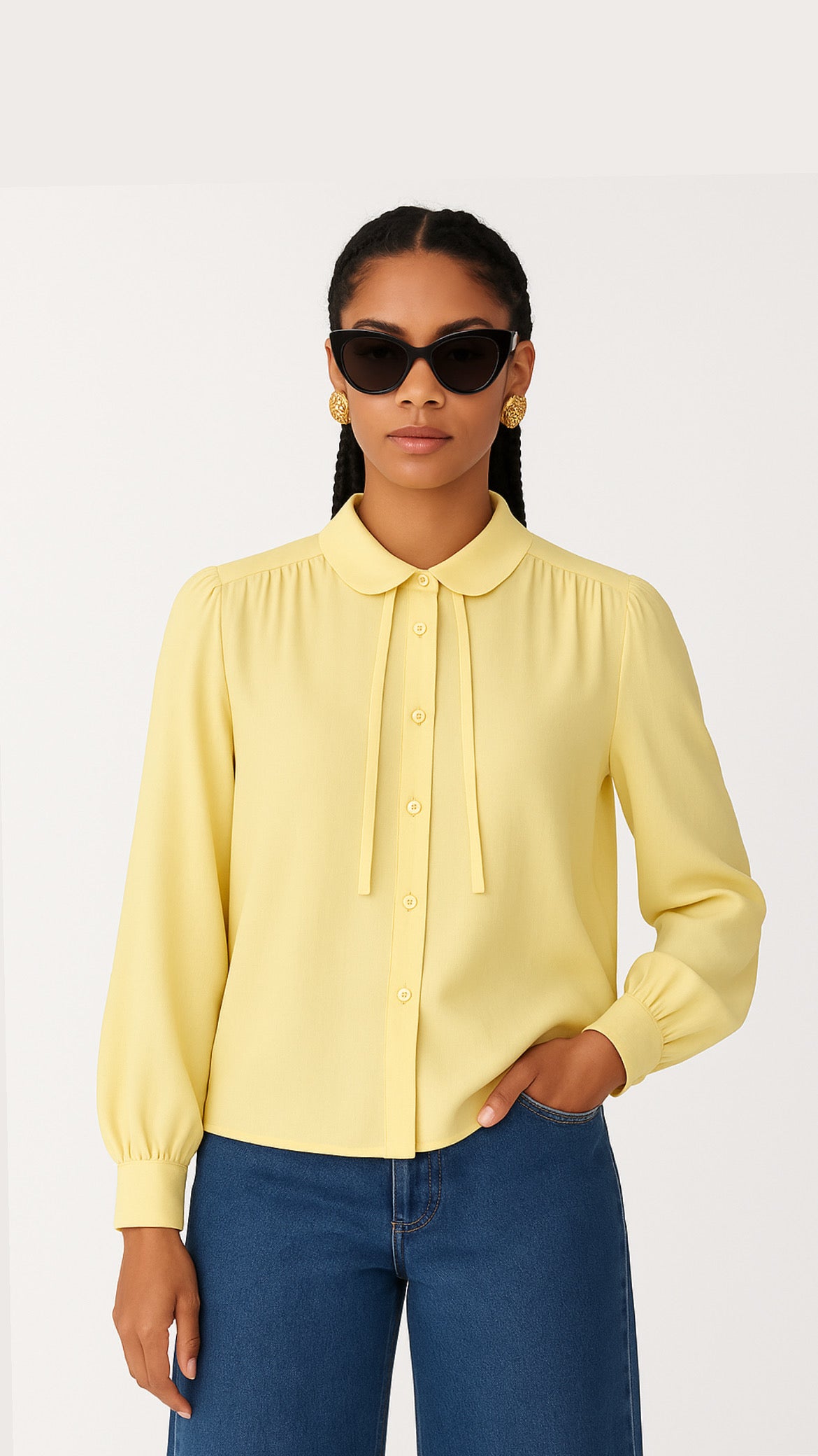Chemise vintage jaune pastel