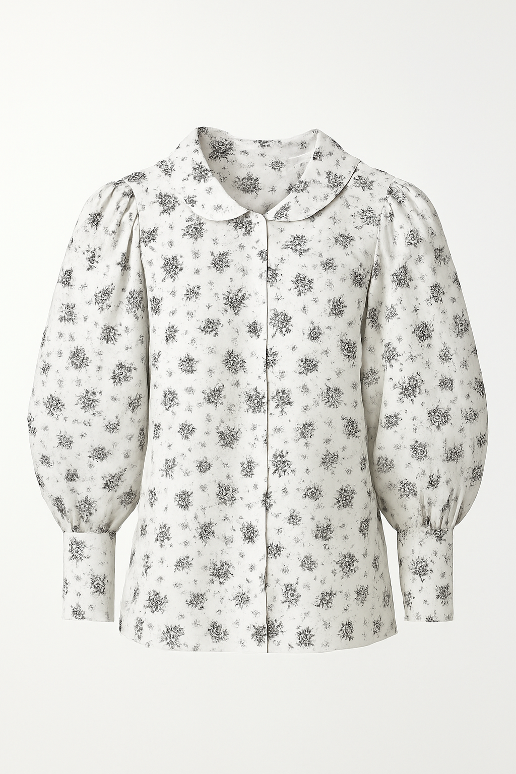 Chemise vintage blanche manche ballon à motif