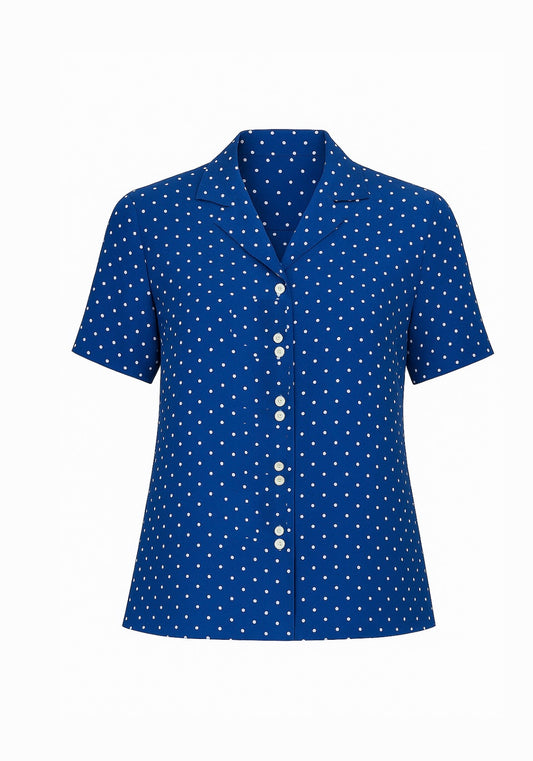 Chemise vintage bleu à pois