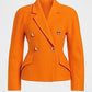 Blazer vintage croisé orange en laine