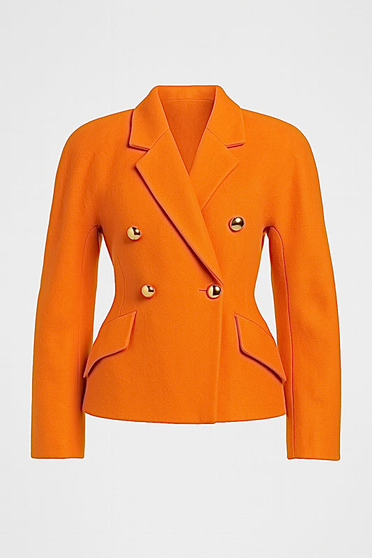 Blazer vintage croisé orange en laine