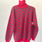 Pull col roulé vintage rose à pois