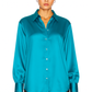 Chemise oversize bleu satinée