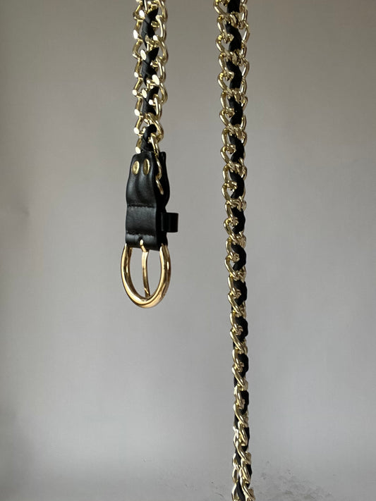 Ceinture vintage noir et dorée