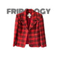Blazer vintage cintré rouge à carreaux