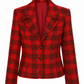 Blazer vintage cintré rouge à carreaux