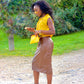 Jupe en cuir marron