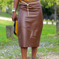 Jupe en cuir marron