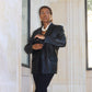 Veste en cuir noir