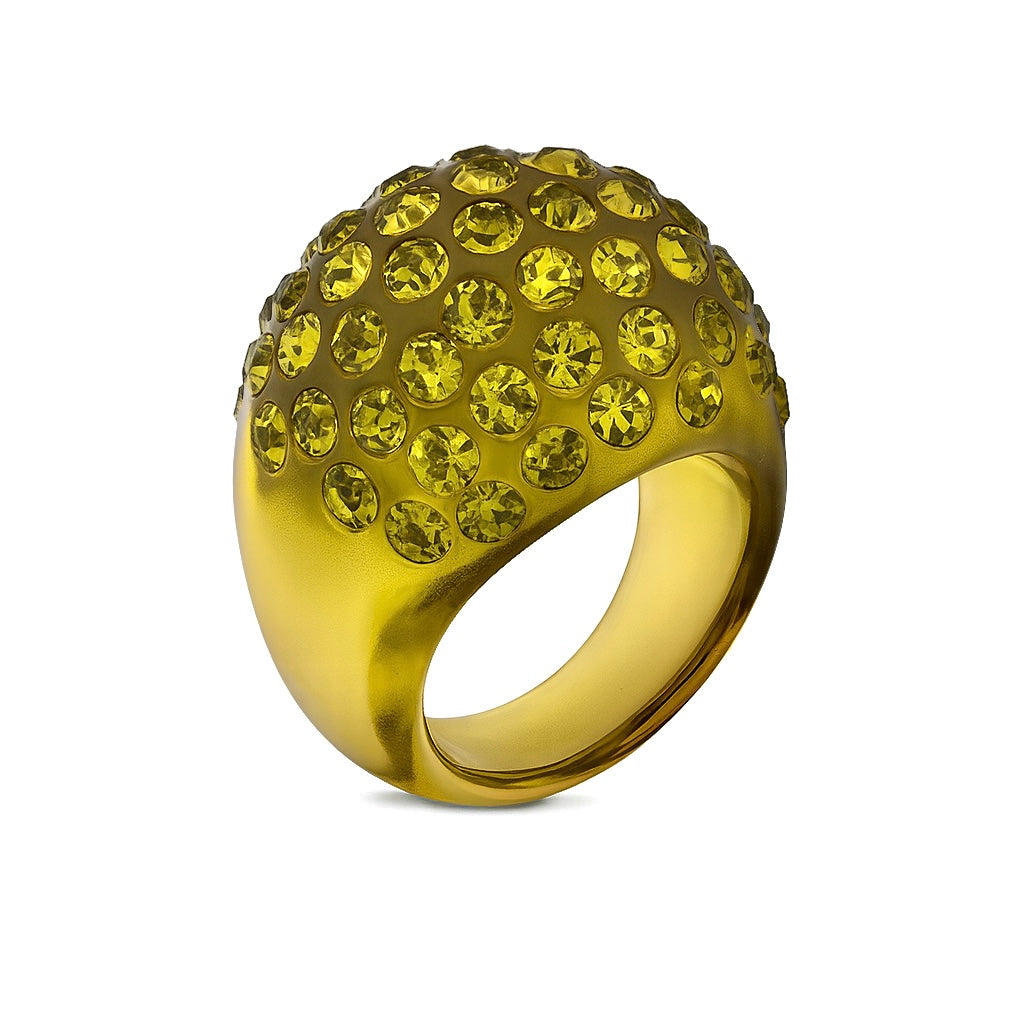 Bague vintage kaki transparente à strass