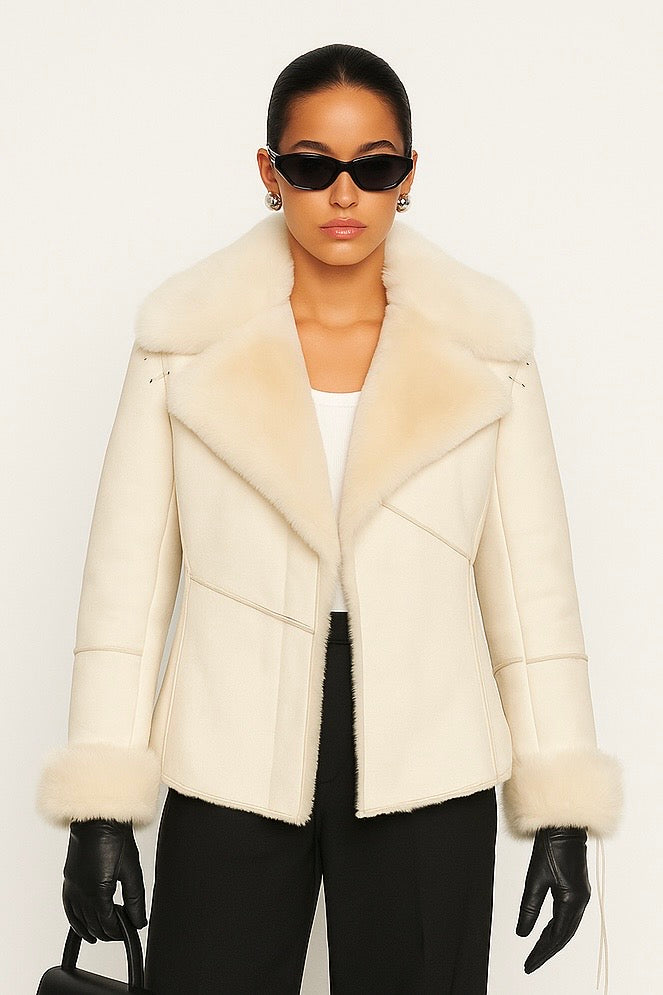 Manteau blanc en fourrure