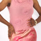 Haut rose poudré à fleur et strass