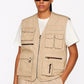 Veste sans manche beige multi-poche
