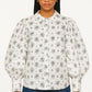Chemise vintage blanche manche ballon à motif